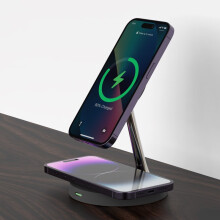墨一 无线充电器15W快充 苹果iPhone11 12耳机13 Pro Max手表iwatch底座充 炫酷黑【小夜灯｜五合一磁吸无线快充】